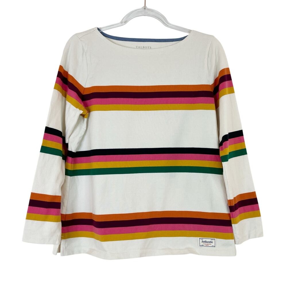 Talbots | Long Sleeve Heavy Tee Shirt Stripe 100% Cotton Womens Large Petite